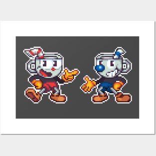 Cuphead and Mugman Pixel Posters and Art